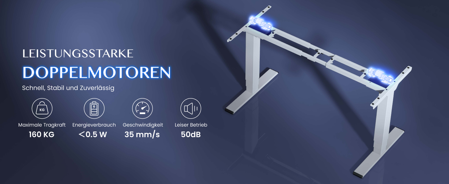 Регульований за висотою стіл FLEXISPOT E6: електричний, 160 кг, телескопічна база, пам'ять, LED дисплей, USB