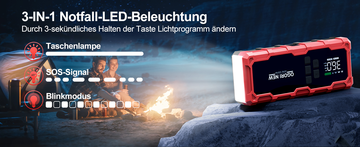 Powerbank для авто Starthilfe 6000A з компресором та LED-ліхтариком, 12V, для 8L бензину/10L дизеля