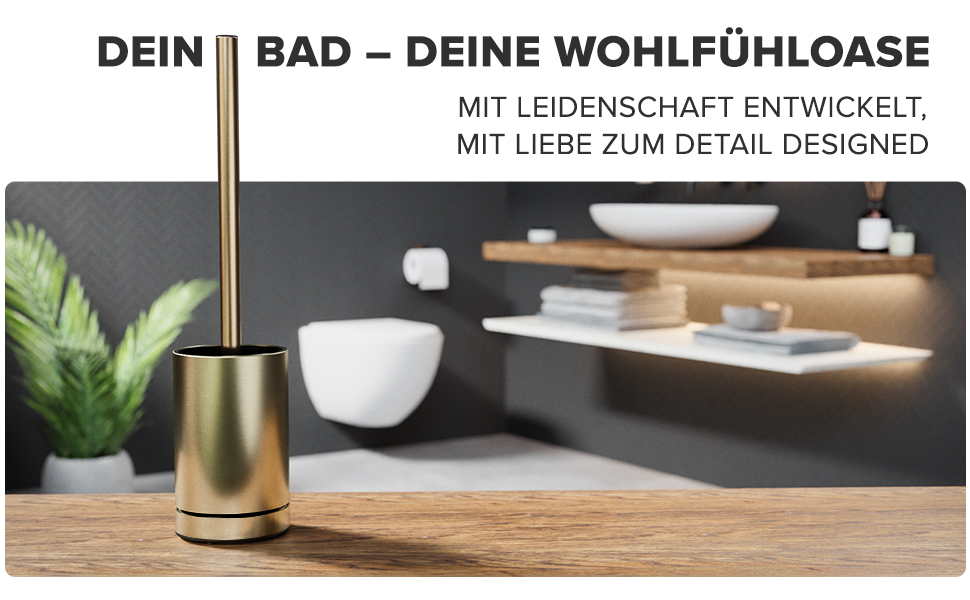 Набір для чищення унітазу ROMO Gold: силіконова щітка з вентиляцією, без підставки, з нержавіючої сталі, знімний піддон