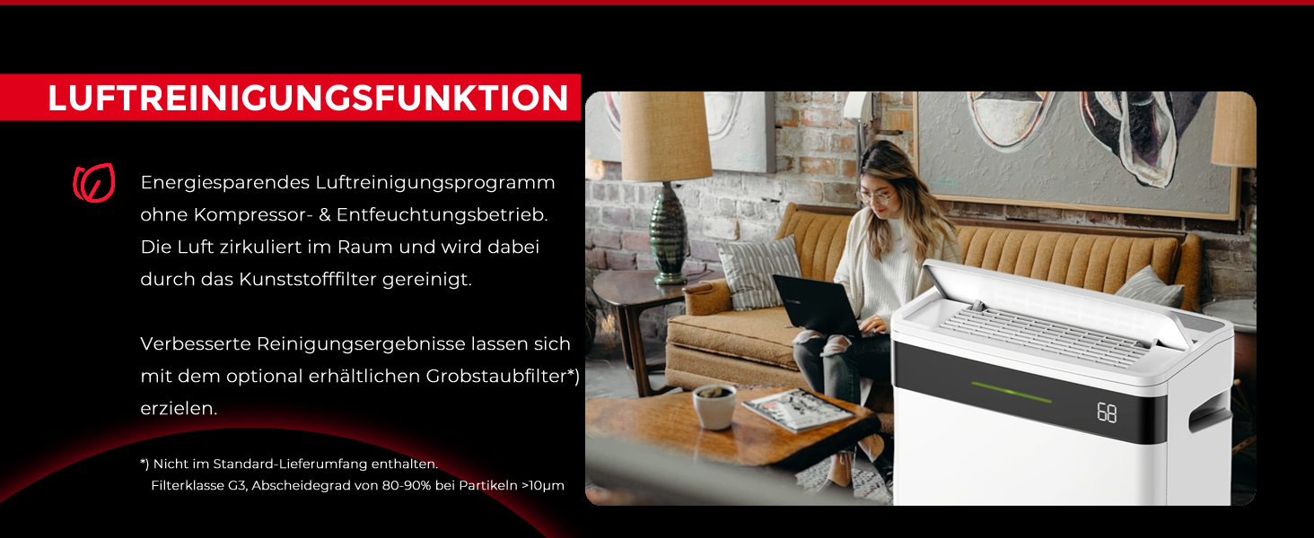 Електричний осушувач повітря AEF2000 - 20 л/день, до 30 м², тихий, з автовимкненням, гігростатом та сенсорним дисплеєм. Ідеально для спальні та ванної кімнати. З керуванням через додаток.