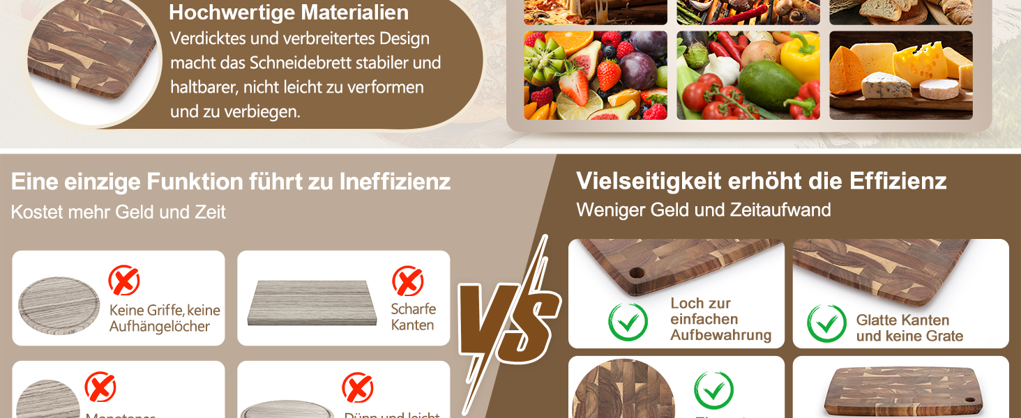 Набір дерев'яних обробних дощок XINZUO з акації (35x25x2.6 см) з антиковзаючими ніжками та соковидною канавкою