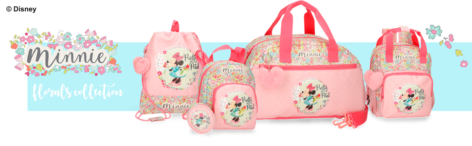 Дитяча валіза Disney Minnie Florals, рожева, 50 х 38 х 20 см, жорстка, з комбінованою застібкою з АБС-пластику, 34 л, 1,8 кг, 4 колеса, Ручна поклажа