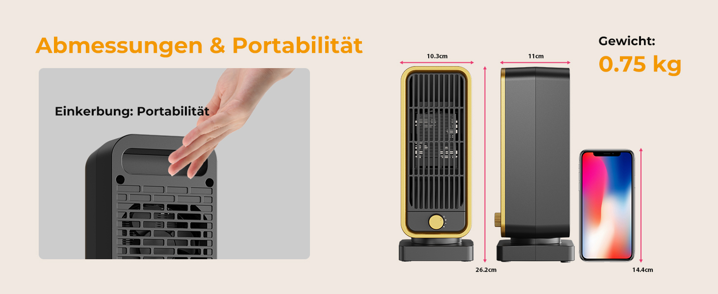 Електричний обігрівач 2000W з терморегулятором, тихий, 3 режими, PTC кераміка, швидкий нагрів, ECO режим, пульт, таймер 12H, поворот 70°, для офісу, спальні, ванної кімнати (чорний)