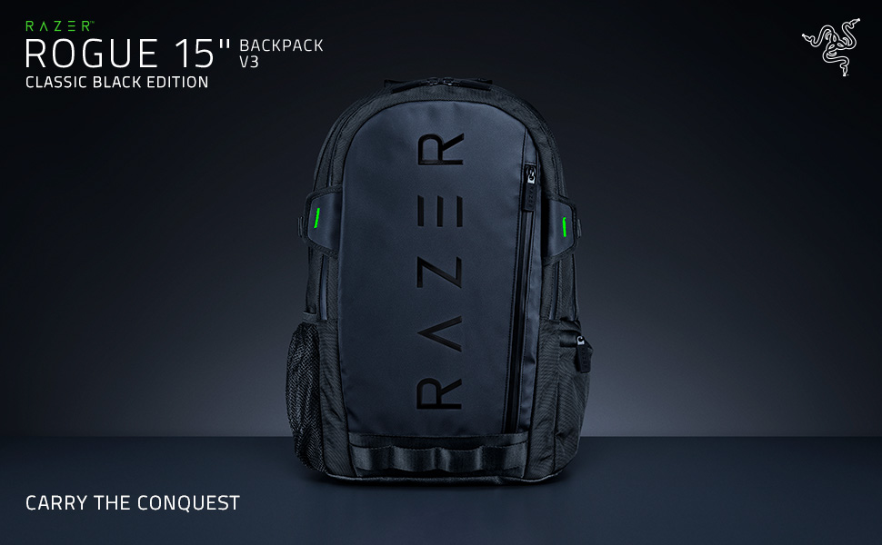 Ігровий рюкзак Razer Rogue V3 для ноутбука до 17.3 дюймів, зносостійкий поліестер, чорний