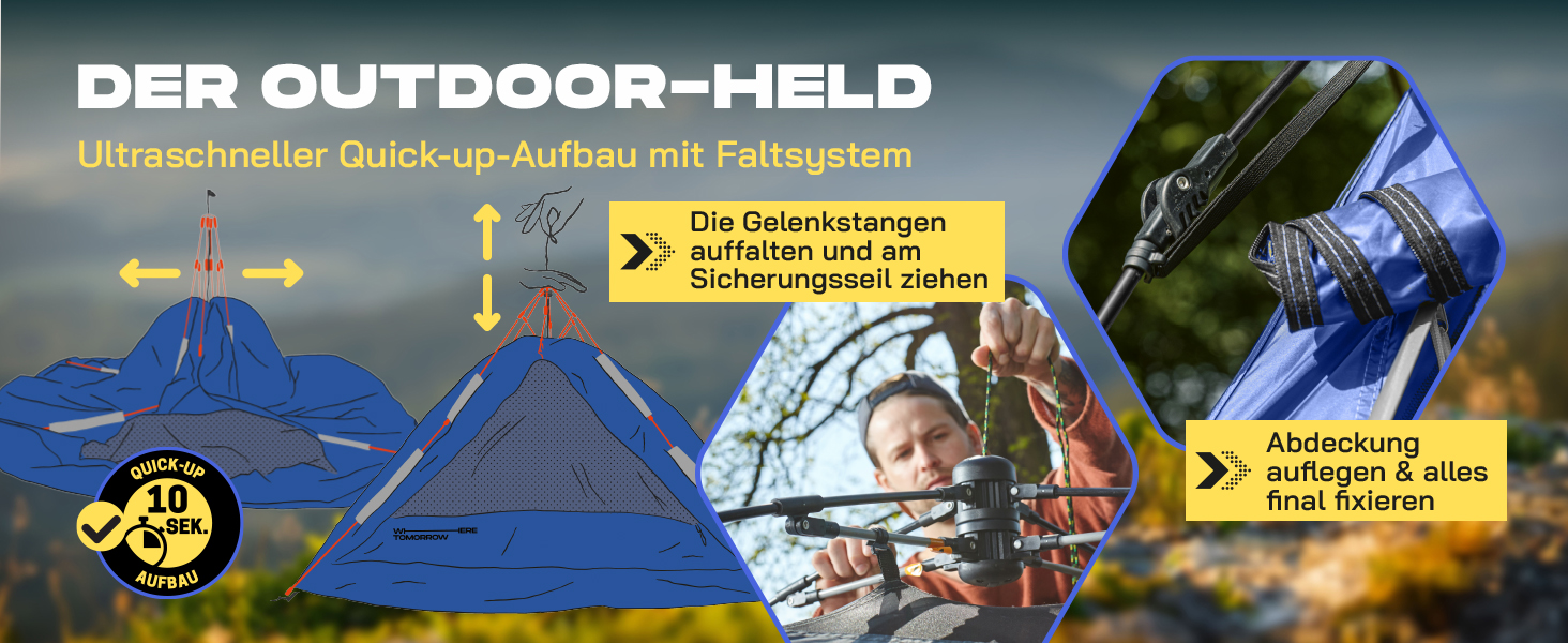 Намет Lumaland Pop Up Dome 2-3 особи, 215x195x120 см, в т.ч. сумка для перенесення