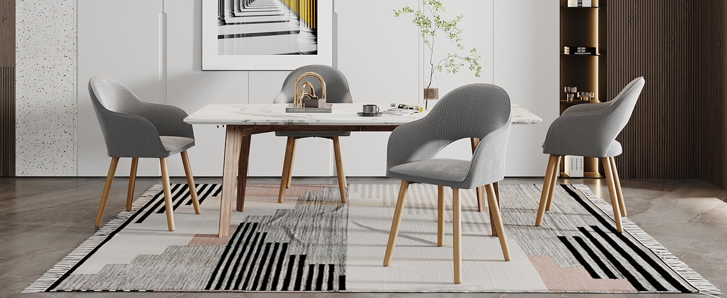 Елегантні кухонні стільці з підлокітниками (2 шт.) - бежевий, дерево, поліестер