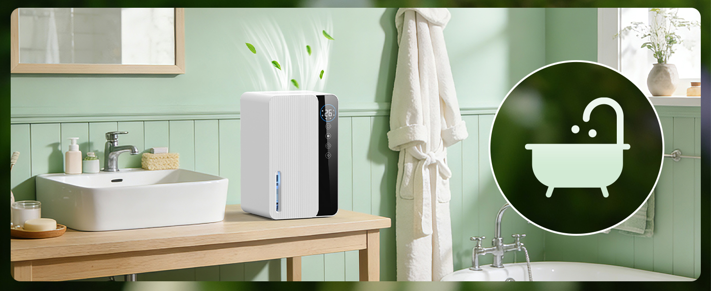 Електричний осушувач повітря 1800 мл, енергозберігаючий, для спальні та ванної кімнати, 22,5W, тихий, з режимом сну, таймером та автовимкненням (550 мл/день)