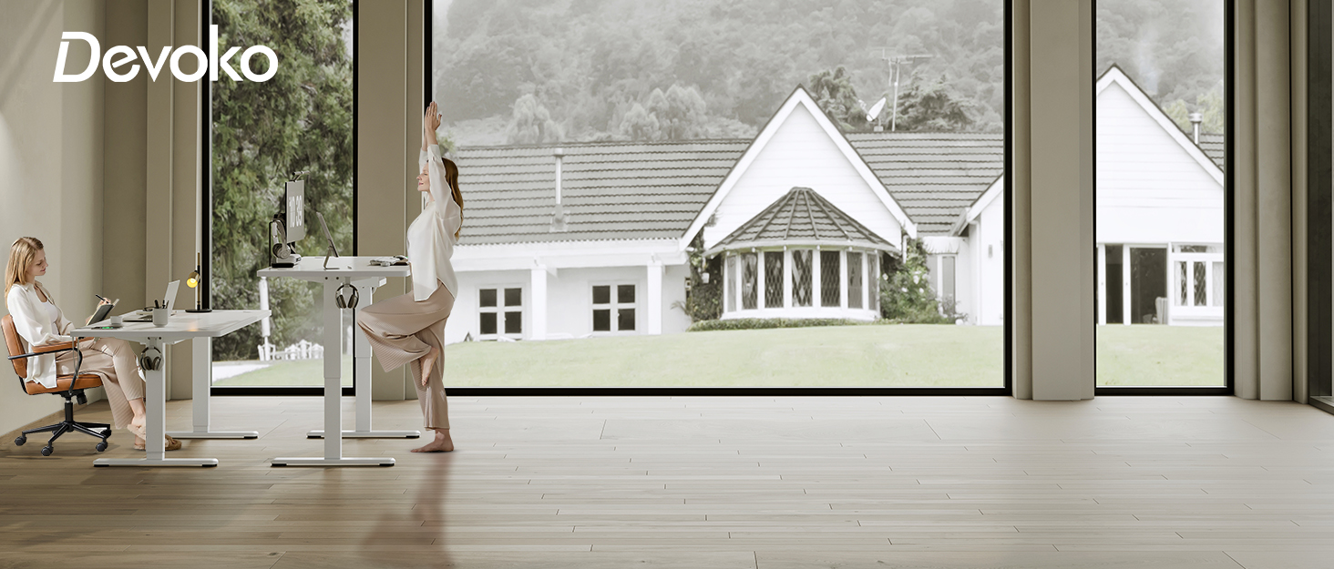 Регульований стіл Devoko 200x80 см з USB-C, електричний, для дому та офісу, білий (200 x 80 см, дуб)