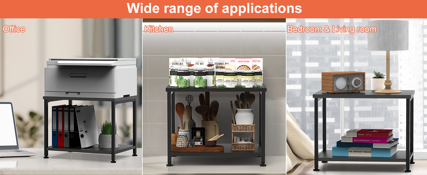 Підставка для принтера Smusei біла, 2-рівнева, з роликами, дерев'яна, для офісу, дому, школи, 42 x 30 x 35 см