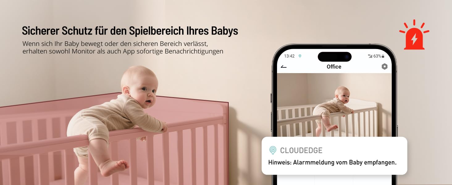 Відеоняня PARIS RHÔNE з 2 камерами, WiFi, 2K UHD, нічник, датчик руху/плачу, контроль температури та вологості, колискові