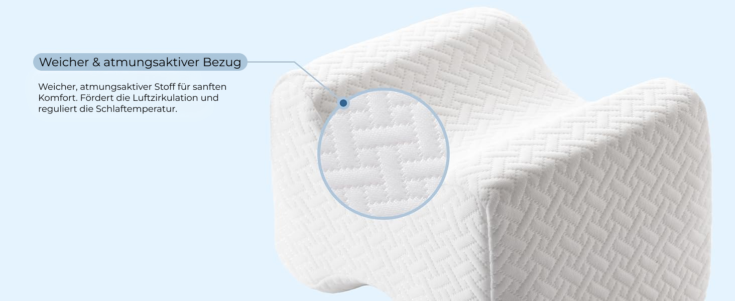 Ергономічна подушка між ніг 5 STAR UNITED з ефектом пам'яті (Memory Foam) для сну на боці, при болях у спині, стегнах та сідничному нерві, біла