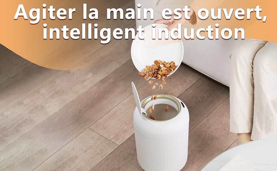 Автоматичний сміттєвий бак з сенсором 12L - Білий сміттєвий контейнер з датчиком для кухні, ванної кімнати, офісу, спальні, туалету. Безшумний, вологостійкий, герметичний.