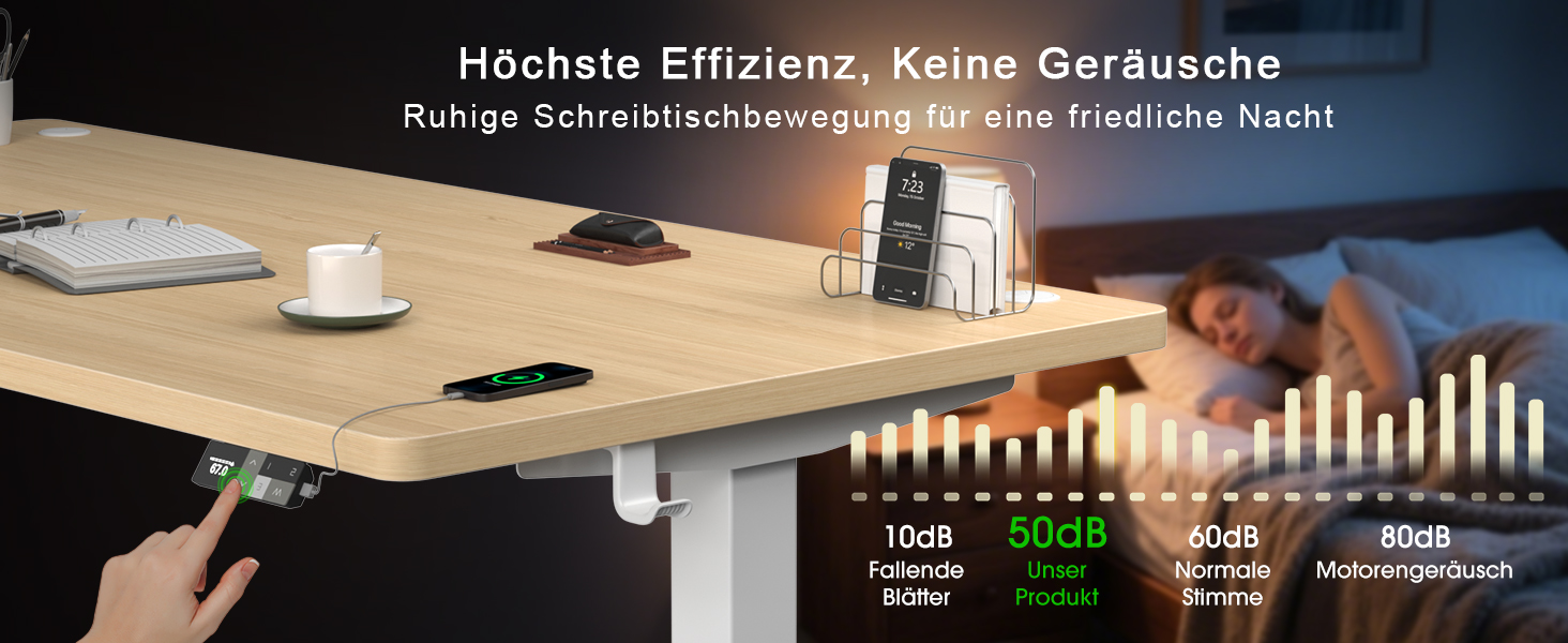 Електричний підйомний стіл Devoko 180x80 см, ергономічний комп'ютерний стіл для роботи сидя-стоячи з подвійним мотором, пам'яттю та USB-C (Дуб/Білий)