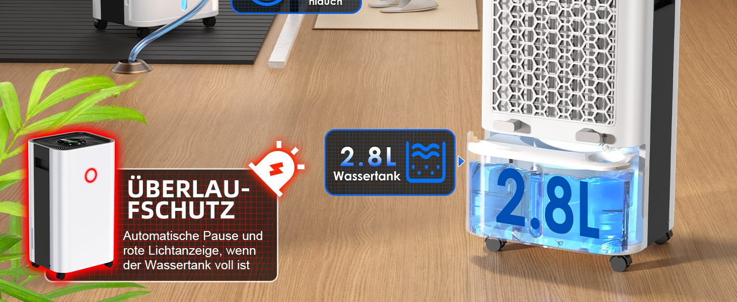 Електричний осушувач повітря 15L, тихий, з таймером 24H, захистом від переливу, дитячим блокуванням, для квартири, підвалу (білий)