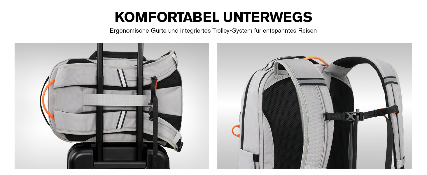 Рюкзак для ноутбука Tolaccea 30L, 15.6 дюймів, діловий дорожній рюкзак для ручної поклажі, світло-сірий