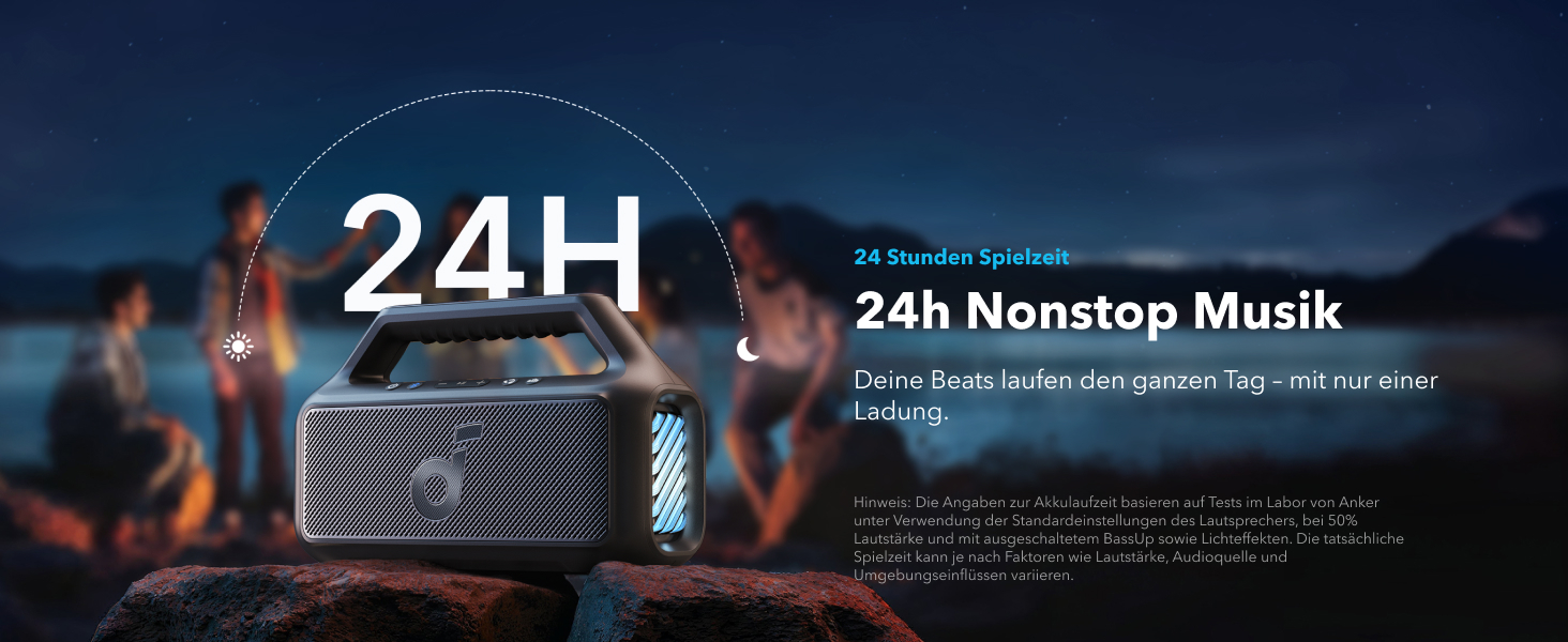 Soundcore Boom 2 - Портативна Bluetooth-колонка, 80W, сабвуфер, BassUp 2.0, 24 години, IPX7, LED, USB-C, BT 5.3, Чорна
