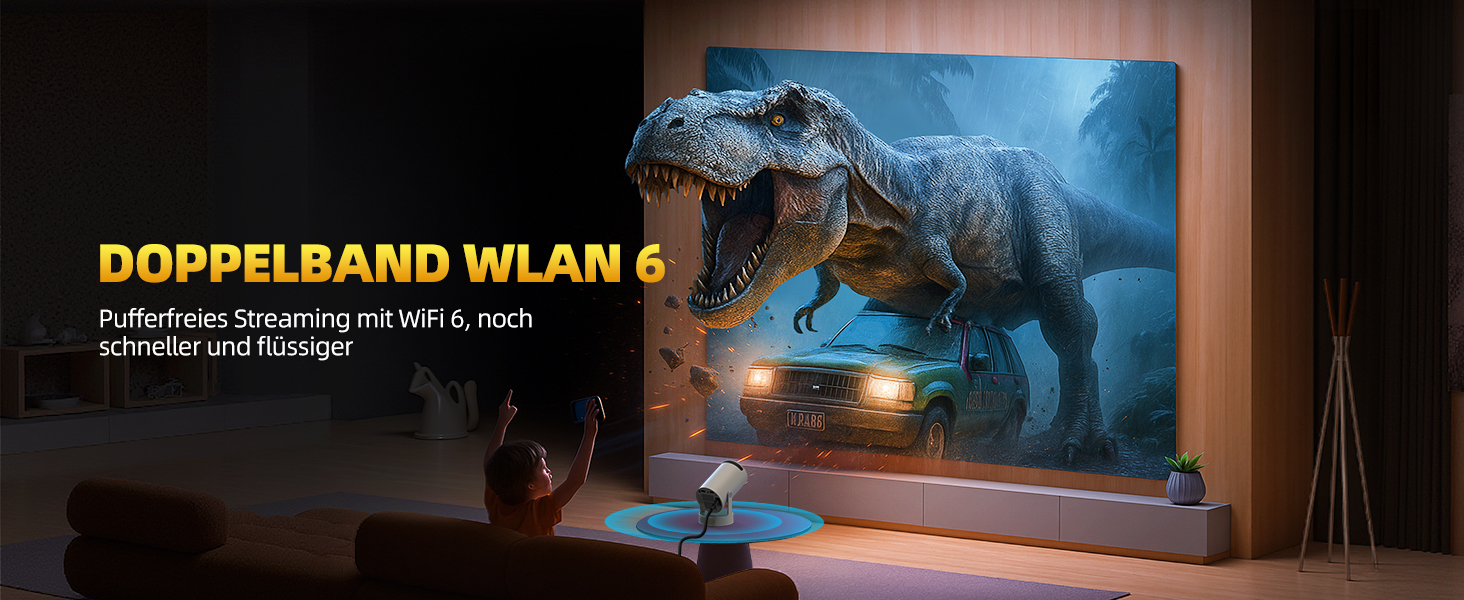 Портативний проєктор PR08A: 4K Smart Beamer з Wi-Fi 6, Bluetooth 5.4, динаміком 5W та Keystone 270° (Android 11, HDMI, TV Stick, Laptop)