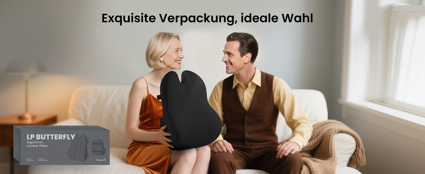 Підпорка для спини ProtoArc з піною Memory Foam, для офісного крісла, авто та столу, чорна