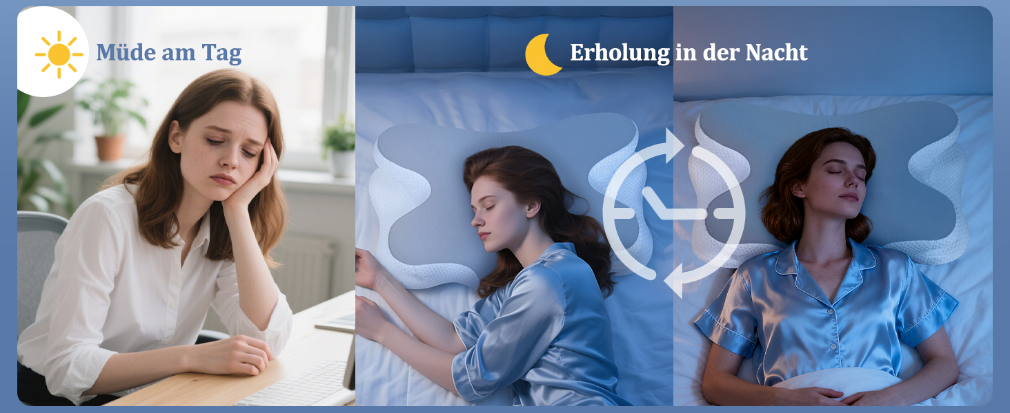 Ортопедична подушка для шиї з Memory Foam - для сну на боці, спині та животі з покриттям з льонової тканини (сіра)