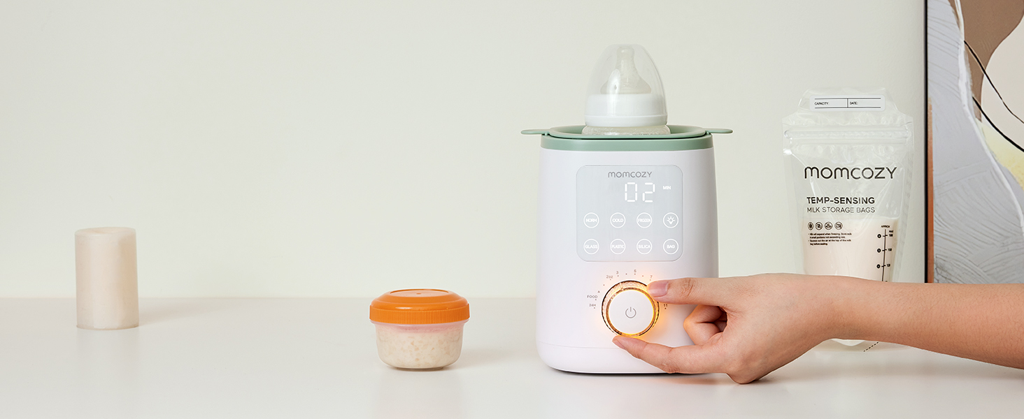 Momcozy Нагрівач для пляшечок Momcozy Nutri-Flaschenwärmer - 9-в-1 з точним контролем температури, нічним світлом, швидким нагрівом та автоматичним вимкненням. Сумісний з усіма пляшками.