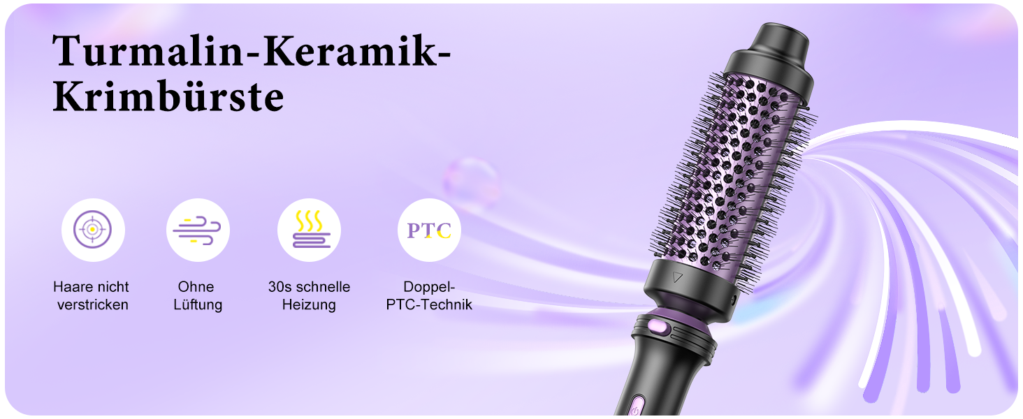 BESTOPE PRO Локкенстаб: Набір для створення локонів 5 в 1 з плойкою, термощіткою, 3 локонами (9mm-25mm) для великих локонів, 13 температур, керлером з термозахистом. Матова поверхня, рукавичка, затискач. Колір: Північне сяйво (Lila)