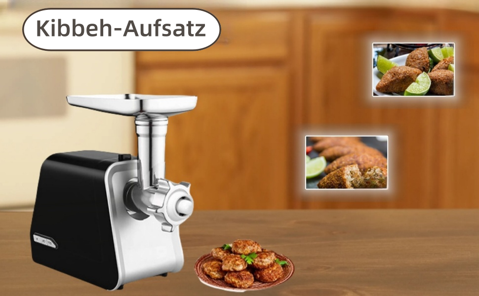 Електрична м'ясоподрібнювач COOCHEER 2000W Professional, 3-в-1 з насадкою для ковбас та насадкою для кеббе, з нержавіючої сталі, 3 диски