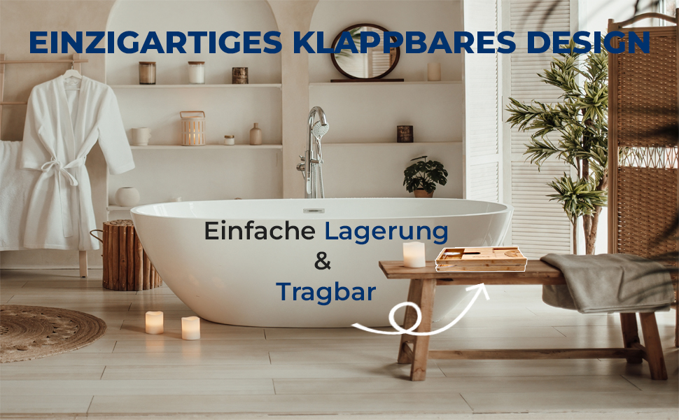 Підставка для ванни SereneLife з дерева - Розширювана підставка для ванни 70-105 см з тримачем для напоїв та книжковою підставкою, вологостійка, аксесуар для ванни, Wellness