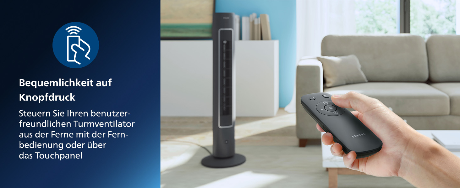 Вентилятор вежний Philips Serie 5000, 105 см, пульт, таймер, 3 режими, сірий (CX5535/11)
