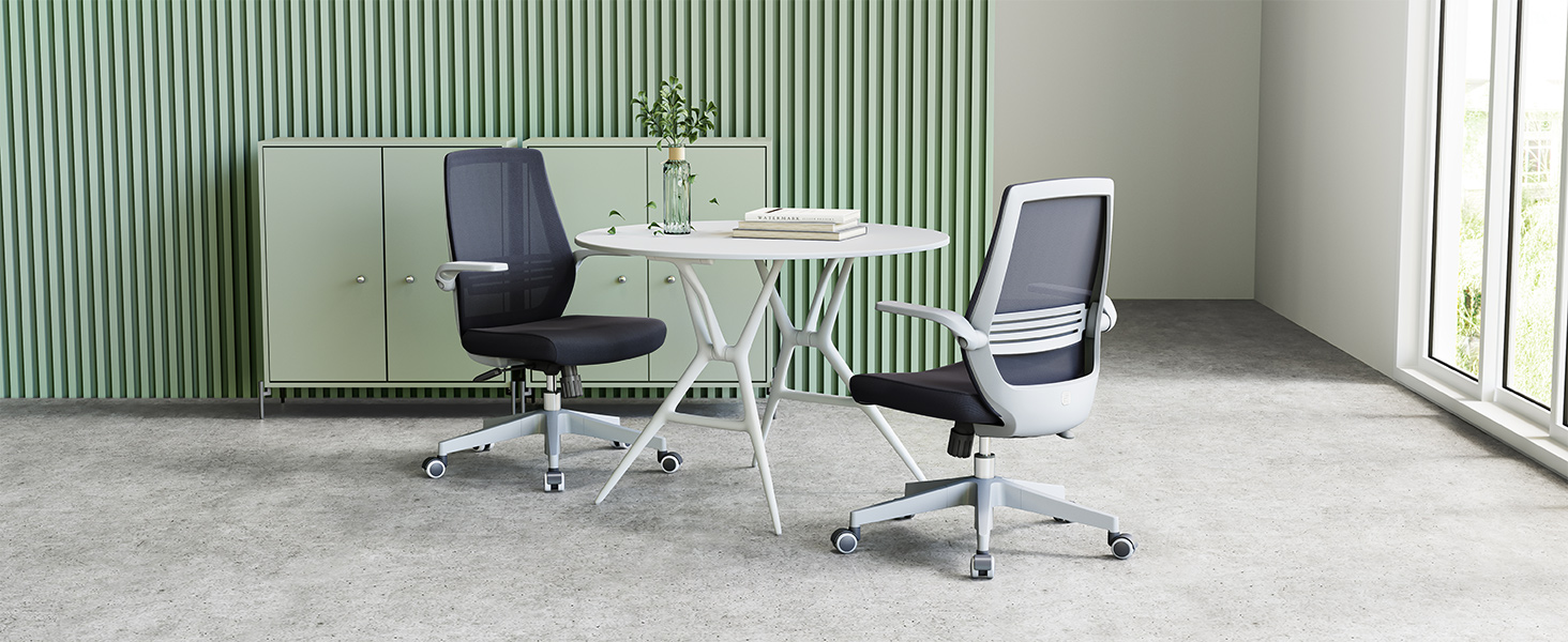 Офісний стілець SIHOO ергономічний з регульованими підлокітниками, підтримкою попереку, м'якою спинкою з сітки та коліщатками, поворотний комп'ютерний стілець (Чорний, Сучасний)