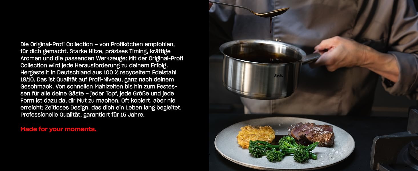 Набір каструль Fissler Original-Profi Collection з нержавіючої сталі, 5 предметів, з металевими кришками, для індукційних плит