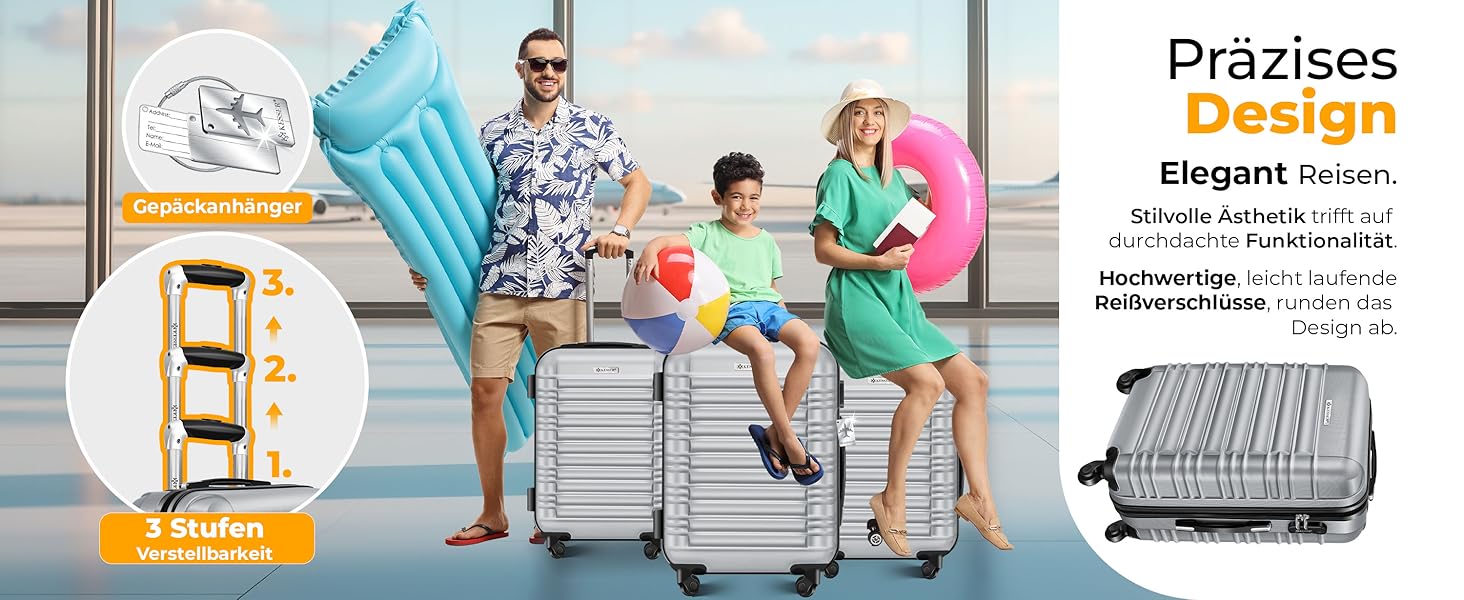 Валіза KESSER® з жорстким корпусом, вагова шалька та багажний жетон | Роликова валіза з кодовим замком, телескопічна ручка (шампань, 75 см – 120 л)