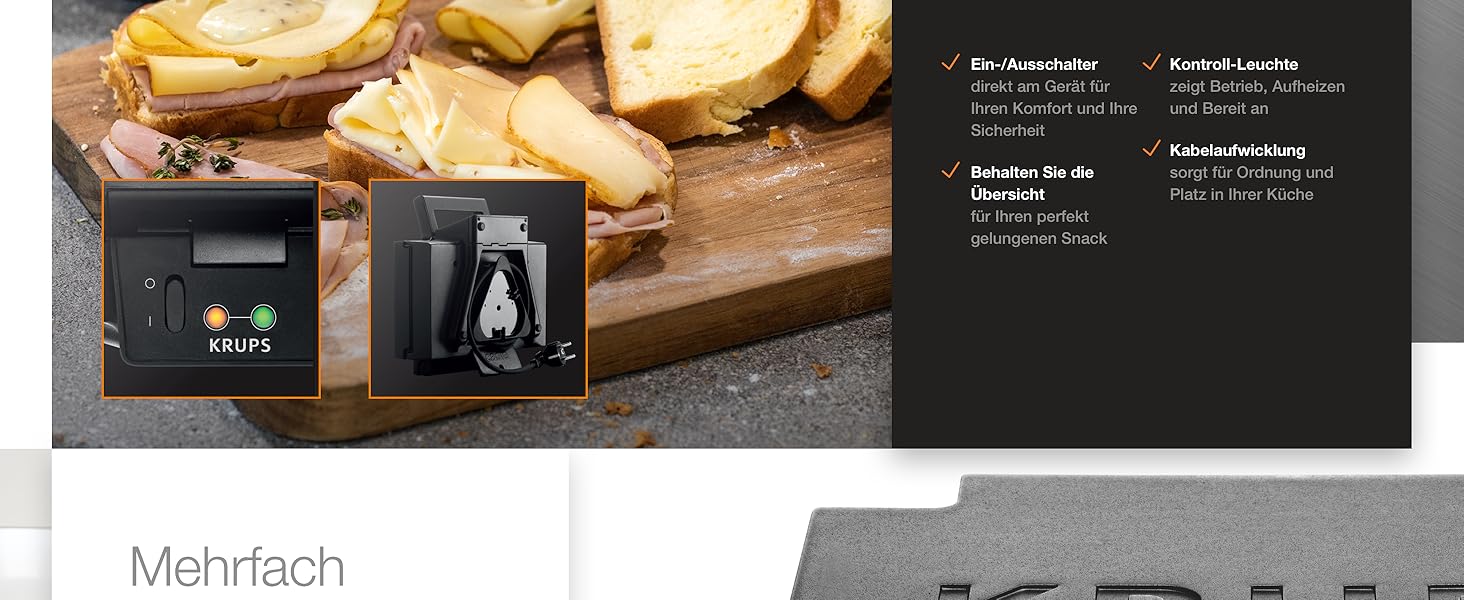 Тостер для сендвічів Krups FDK451: трикутні тости, антипригарне покриття, 850 Вт