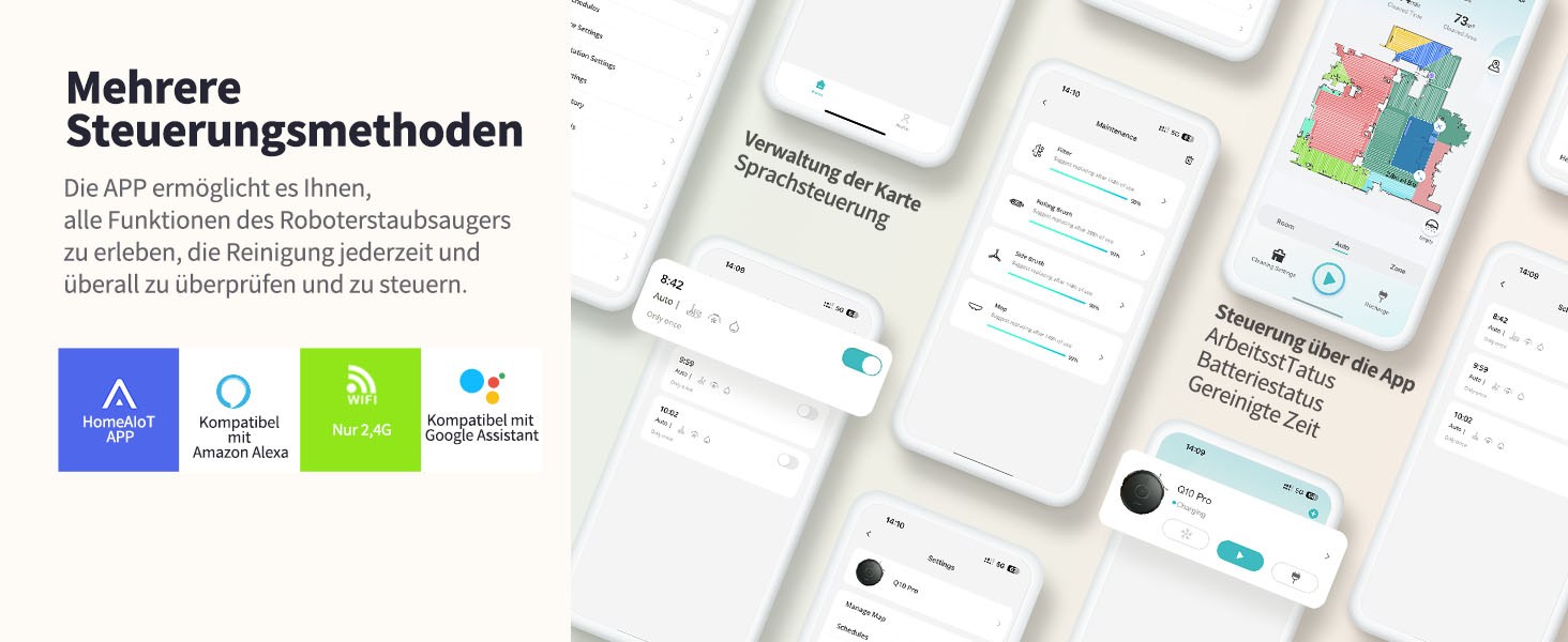 Робот-пилосос Airzeen Q10 Pro S з вологою, LiDAR-навігація, 5000Pa, для тварин, чорний