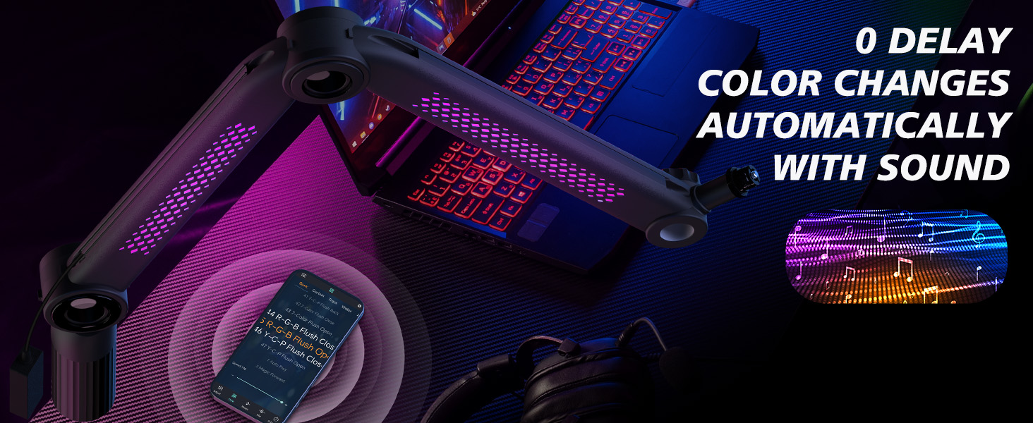 Універсальний пантограф для мікрофона YOUSHARES з RGB-підсвіткою, сумісний з HyperX QuadCast S/2S, Blue Yeti, Rode PodMic, Razer Seiren V3 Mini для стрімінгу, геймінгу та подкастингу
