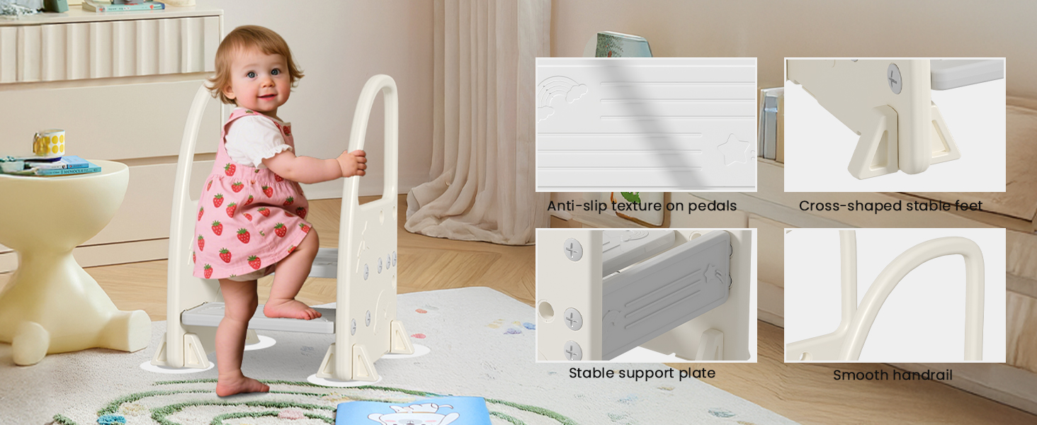 Дитячий тритулковий стільчик Hominewti з регулюванням висоти, неслизький, з підлокітниками, для ванної, дитячої кімнати, кухні (сірий)