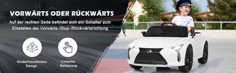 Дитячий електромобіль Lexus COSTWAY 12V з пультом, LED, музикою, USB, чорний