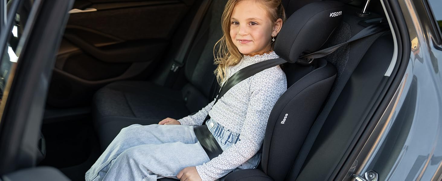 Автокрісло Osann Resa Kindersitz 76-150 см, i-Size, 1 рік+, без Isofix, 5-точкова система, регульований підголівник, чорний