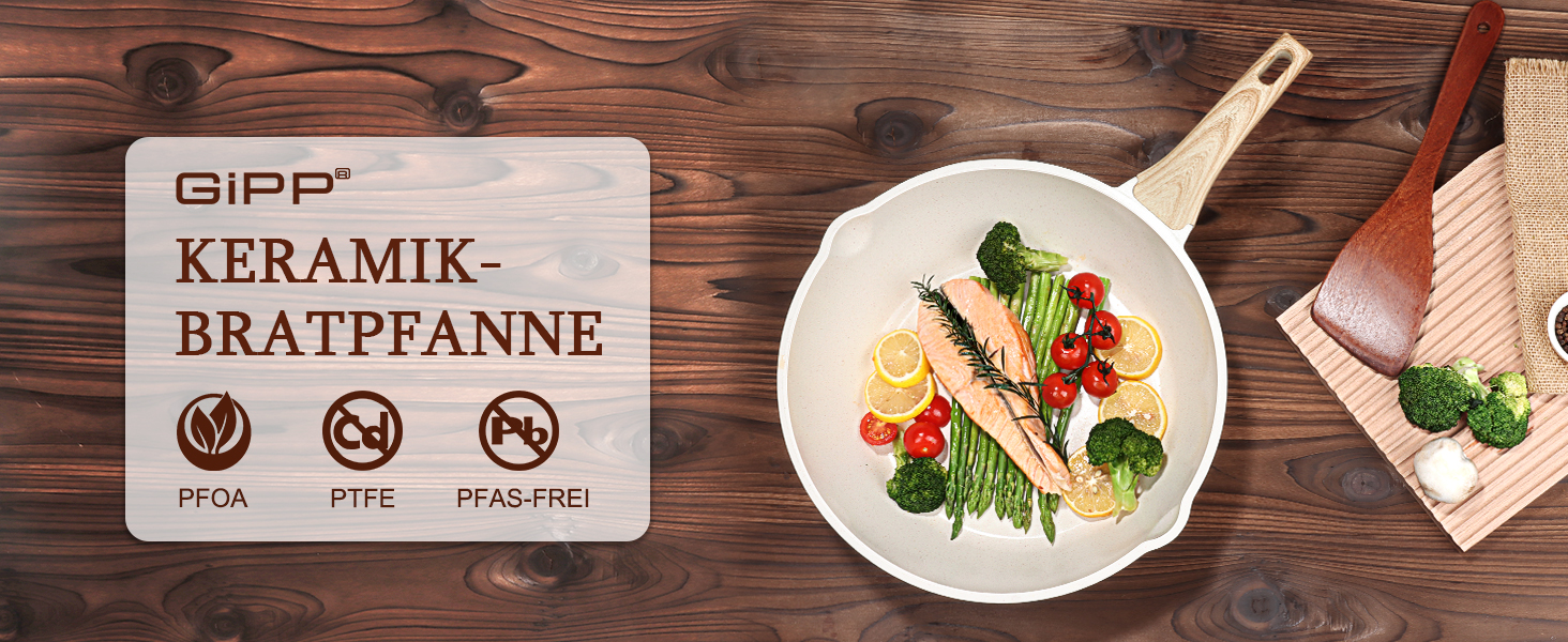 Сковорода з високим бортиком GiPP, 30 см, керамічне антипригарне покриття, з кришкою, 4.3 л, для всіх типів плит, біла