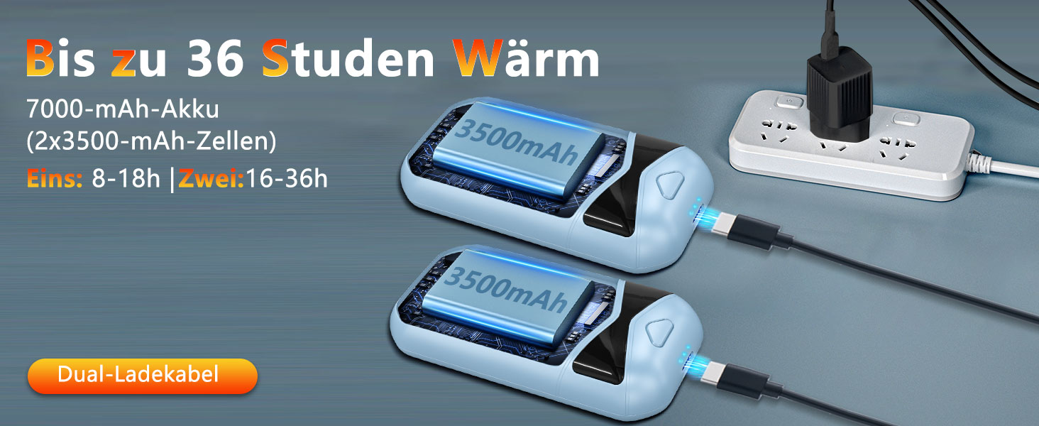 Електричні грілки для рук DDKJ, 2 шт., 7000mAh, з магнітом, 3 режими нагріву до 55°C, для дітей, чоловіків, жінок (блакитні)