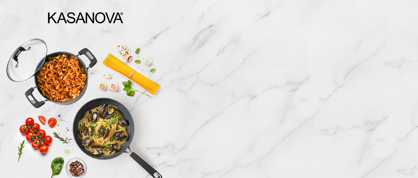 Набір каструль та сковорідок KASANOVA з антипригарним покриттям, індукційне дно, 4-шарове покриття, сучасний дизайн