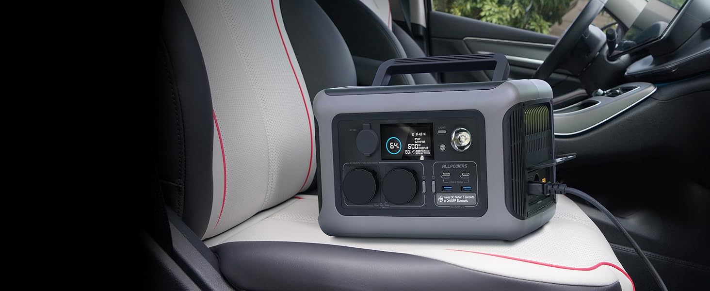 Портативна електростанція ALLPOWERS 299Wh з LiFePO4 акумулятором, 2x 600W (1200W пік) AC виходи, сонячний генератор для подорожей, кемпінгу, саду, вечірки