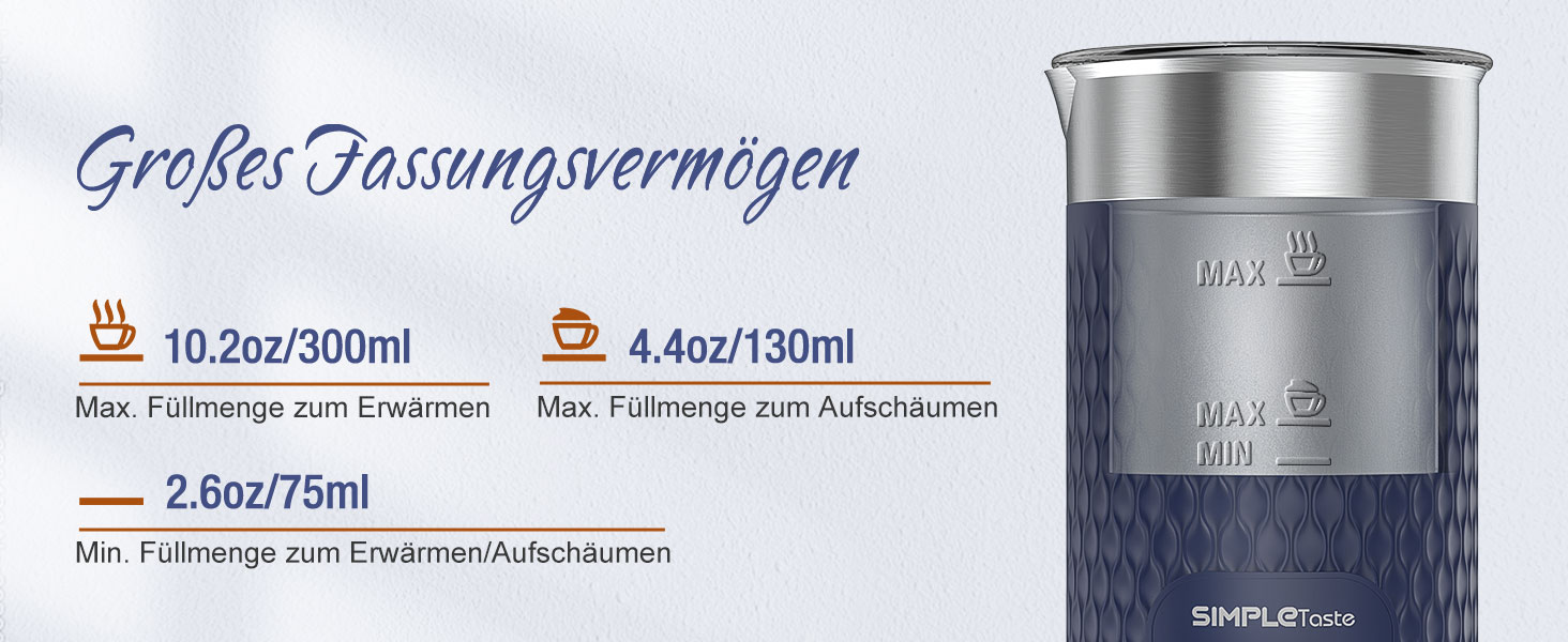 Електричний спінювач молока SIMPLETaste 4-в-1: спінювач, нагрівач молока, для капучино, лате, макіато (блакитний)