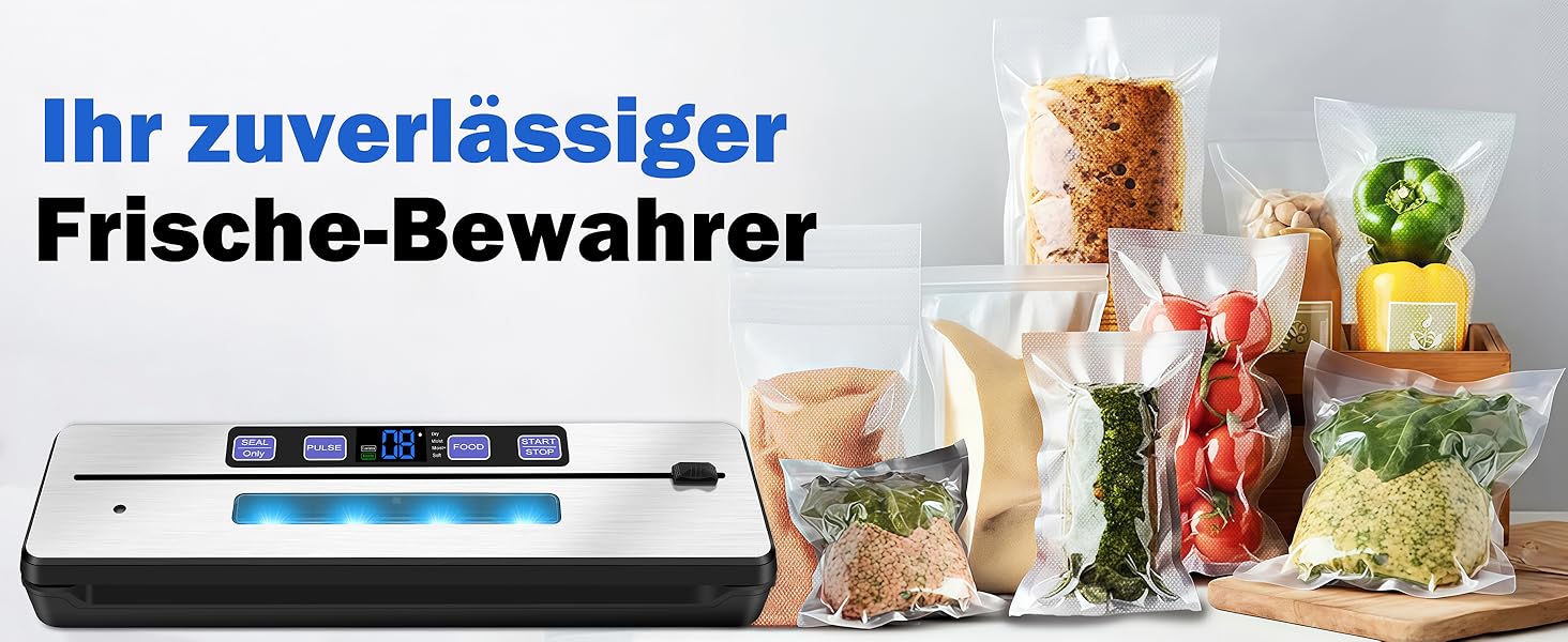 Вакууматор для продуктів 7 в 1 з подвійним швом, професійний вакуумний пакувальник з цифровим таймером, вбудованим різаком та 50 пакетами, сріблясто-чорний