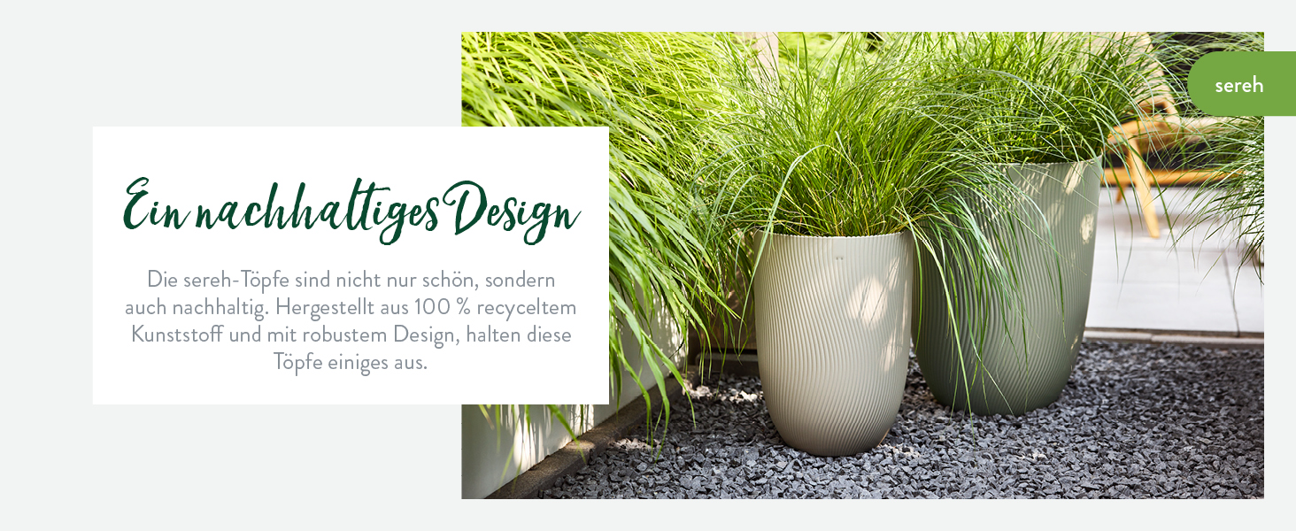 Горщик Elho Sereh Rund 40 - для дому та саду, 100% перероблений пластик, Ø 39 x H 33.3 см, Бежевий