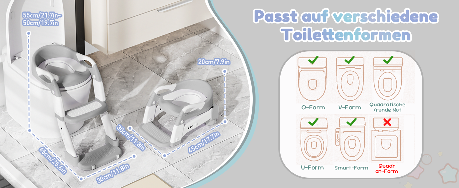 Універсальний дитячий сидіння для унітазу 3-в-1 з драбинкою, фіолетовий - тренажер для привчання до горщика для хлопчиків та дівчаток