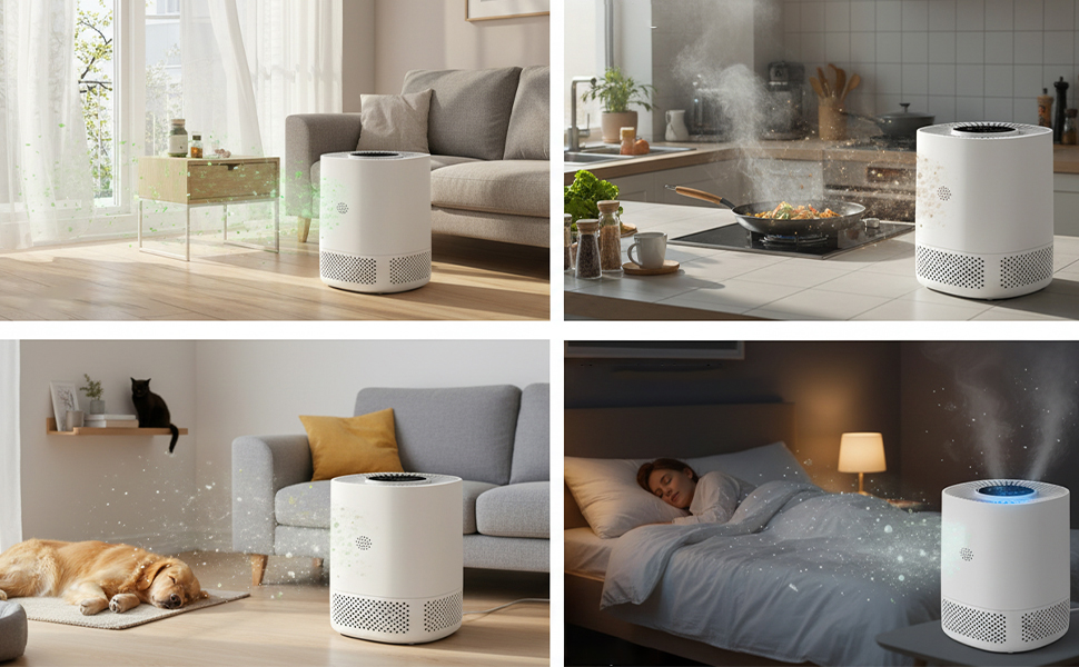 Повітряний фільтр з HEPA фільтром H13: очищення від пилу та частинок до 0,3 мікрона, тихий режим (20 дБ), авто-режим, 3 швидкості для дому