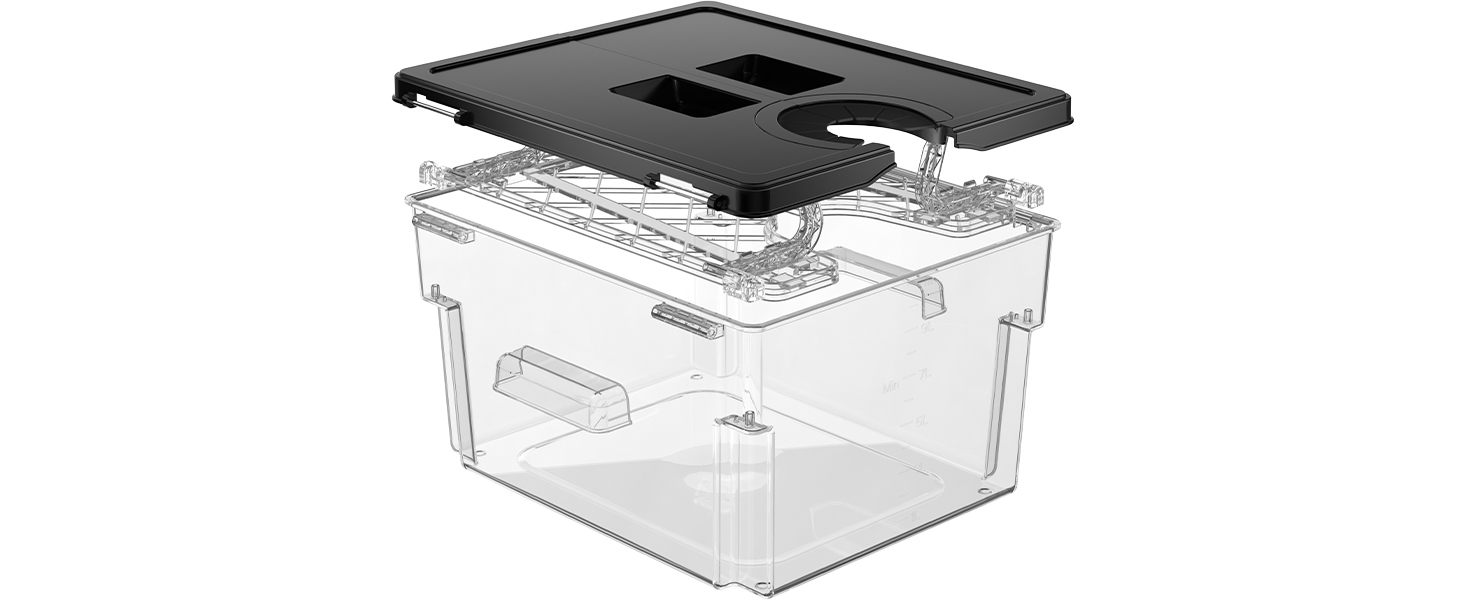 Контейнер для Sous Vide 11л з кришкою та решіткою, полікарбонат (без BPA), універсальний для багатьох Sous Vide пристроїв