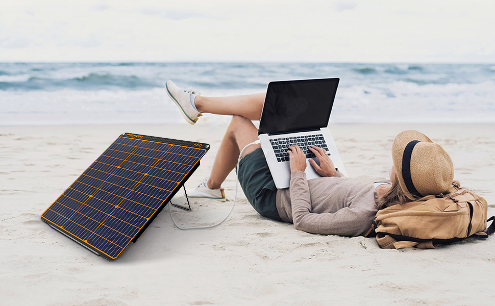 Сонячна панель FlexSolar, портативна сонячна панель 60 Вт з USB-C 45 Вт QC 3.0 і постійним виходом, водонепроникна та пилонепроникна IP67, монокристалічна сонячна панель ETFE для вулиці, кемпінгу, мобільних телефонів і ноутбуків A60