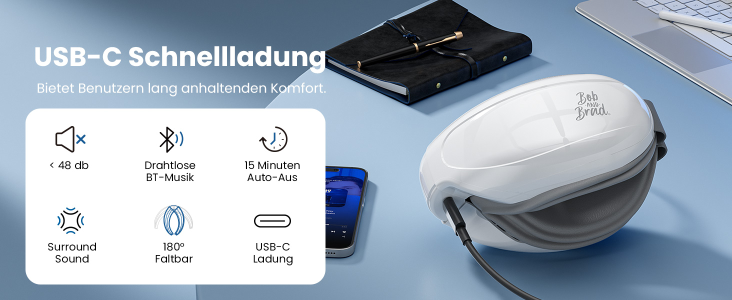 Масажер для очей BOB AND BRAD EyeOasis 3 Elite з підігрівом та охолодженням, маска для очей при мігрені, сухість очей, зняття стресу, покращення сну, подарунок для жінок та чоловіків