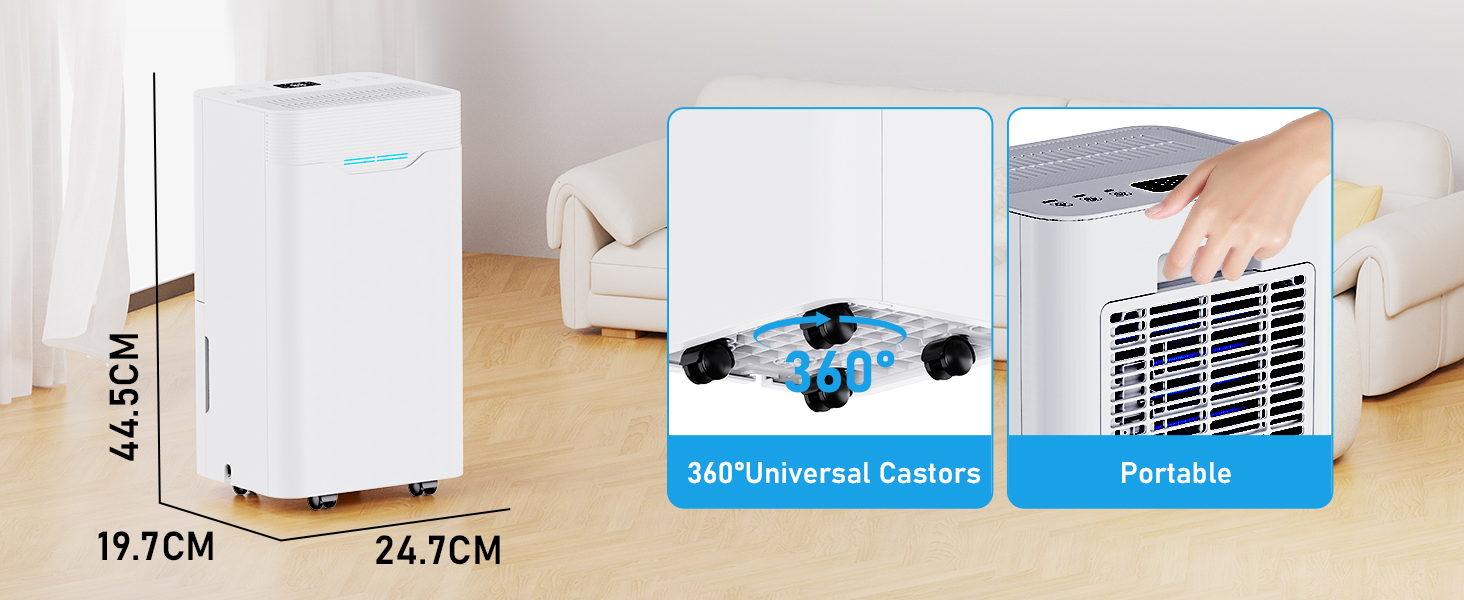 Електричний осушувач повітря 12л/день з таймером 24г, 3 режими, автовимкнення, шланг для зливу, для приміщень до 100м³, білий